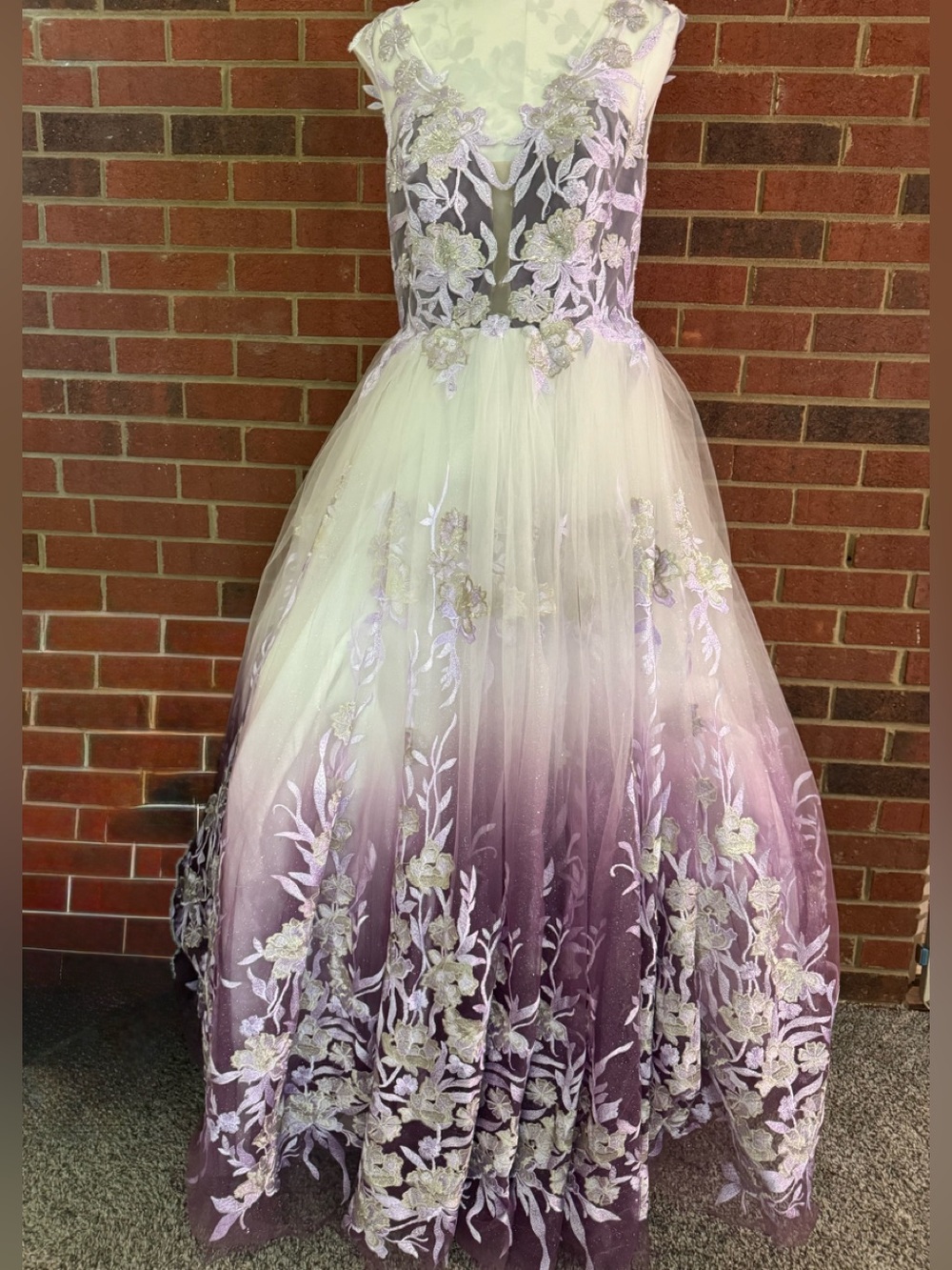 Glamora Lavender Ombre Floral Tulle Dress